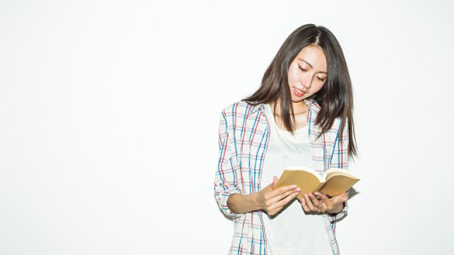woman reading book