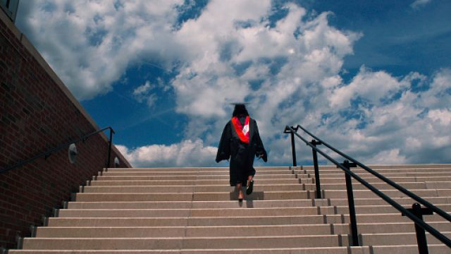 Woman graduating from college