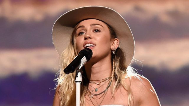 Miley Cyrus performing at the Billboard Music Awards 2017