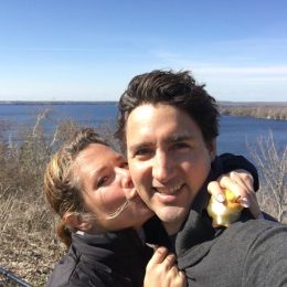 Justin and Sophie Trudeau pose for a selfie on a hike