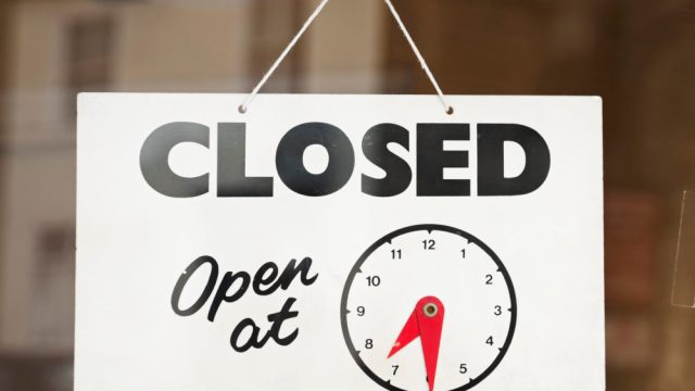 Closed sign on store