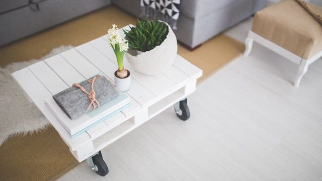 White coffee table in living room