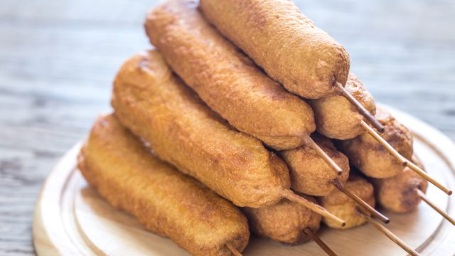 A stack of corn dogs