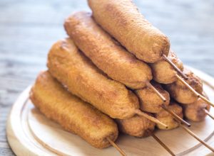A stack of corn dogs