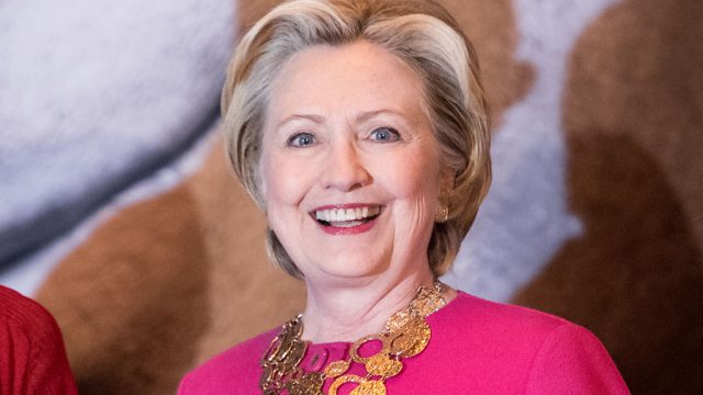 ormer United States Secretary of State Hillary Clinton attends the Oscar de la Renta Forever Stamp dedication ceremony at Grand Central Terminal on February 16, 2017 in New York City.