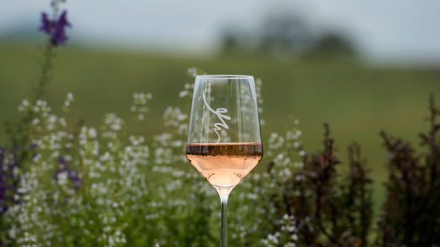 glass of rose in Virginia's Wine Country