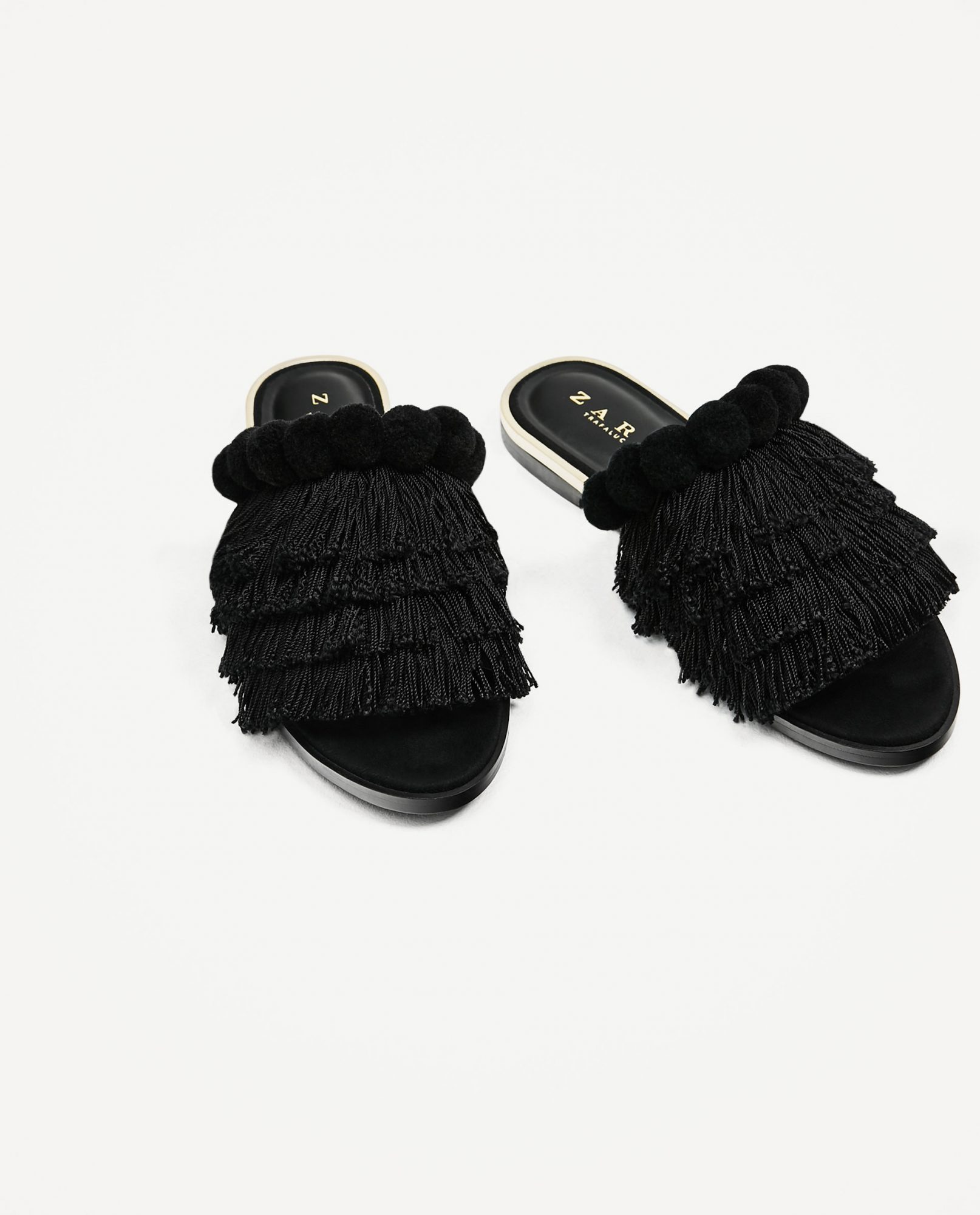 Zara slides with on sale fringe