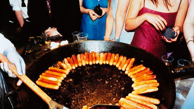 Hot Dogs, Sausages on Barbeque Surrounded by People