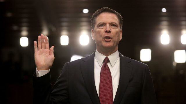 Former FBI Director James Comey testifies before the Senate Intelligence Committee.