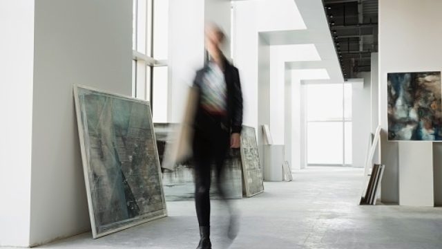 woman in art museum