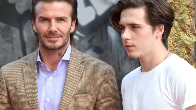 David and Brooklyn Beckham attend the European premiere of "King Arthur: Legend of the Sword" at Cineworld Empire on May 10, 2017 in London