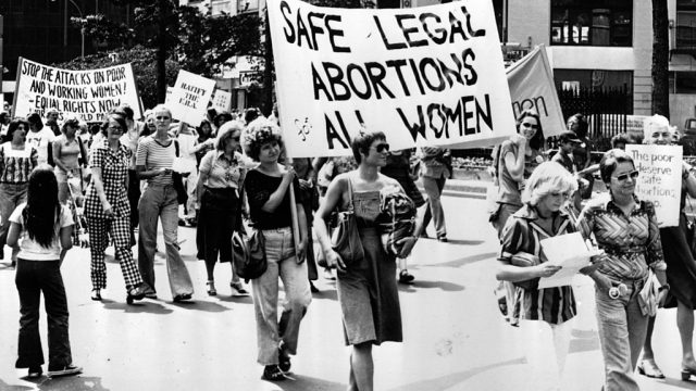 A pro-choice march in 1977