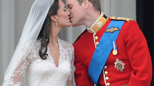 Kate Middleton and Prince William kiss at their wedding