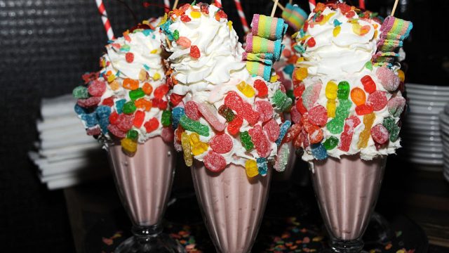 Black Tap Milkshakes, featuring lots of candy garnishes