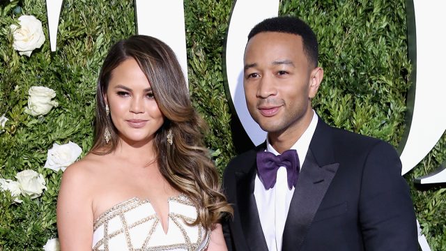 Chrissy Teigen and John Legend arriving at the Tonys