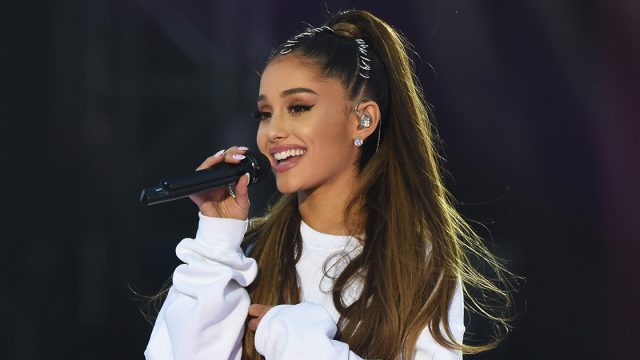 Ariana Grande performing at the One Love concert