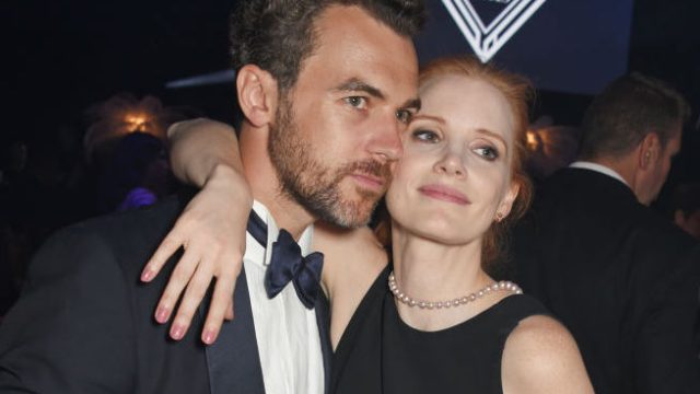 CAP D'ANTIBES, FRANCE - MAY 25: Gian Luca Passi de Preposulo (L) and Jessica Chastain attend the amfAR Gala Cannes 2017