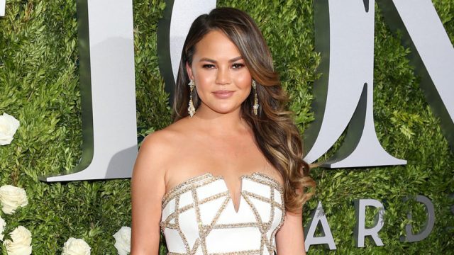 Chrissy Teigen arriving at the TONY awards