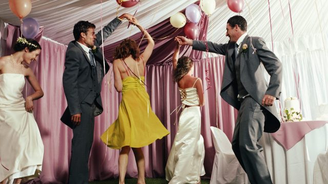 Image of wedding guests dancing