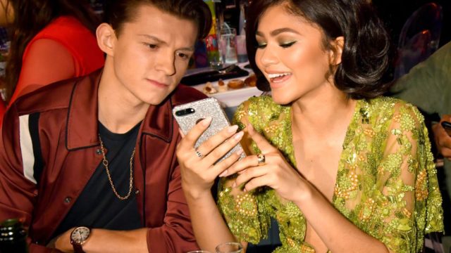 Actors Tom Holland (L) and Zendaya attend the 2017 MTV Movie And TV Awards at The Shrine Auditorium