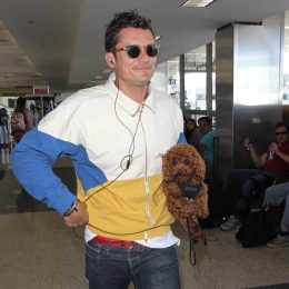 Orlando Bloom and his dog Mighty in Los Angeles