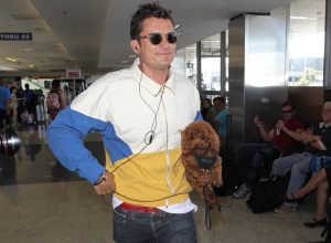 Orlando Bloom and his dog Mighty in Los Angeles