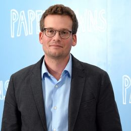 John Green attends a "Paper Towns" photocall in London on June 18, 2015