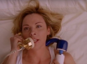 Still from Sex and the City when Samantha is trying to orgasm and can't.