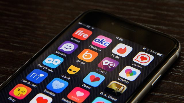 A phone screen full of dating apps