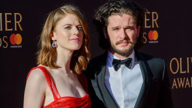 Rose Leslie and Kit Harington attends The Olivier Awards 2017 at Royal Albert Hall