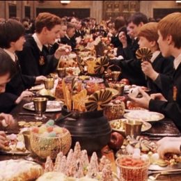 A Great Hall feast scene in the "Harry Potter" films