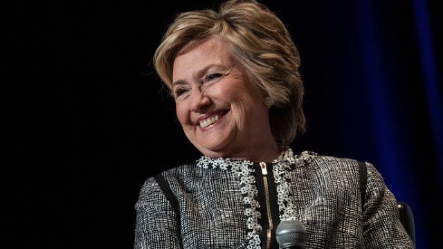 NEW YORK, NY - JUNE 1: Former U.S. Secretary of State and 2016 presidential candidate Hillary Clinton smiles as she speaks during BookExpo 2017 at the Jacob K. Javits Convention Center, June 1, 2017 in New York City. Clinton will release her latest memoir in October via publisher Simon & Schuster. (Photo by Drew Angerer/Getty Images)