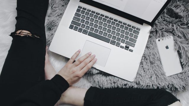 girl working on a laptop