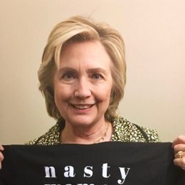 Hillary Clinton in Samantha Bee's "nasty woman" tee