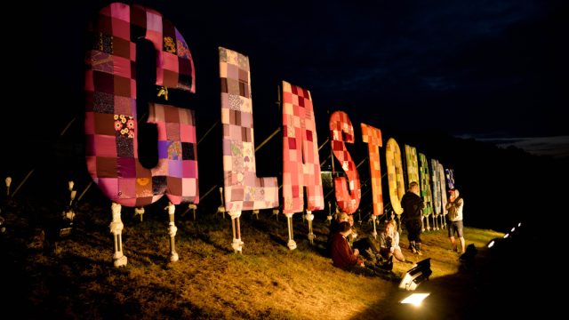 Glastonbury Music Festival sign.