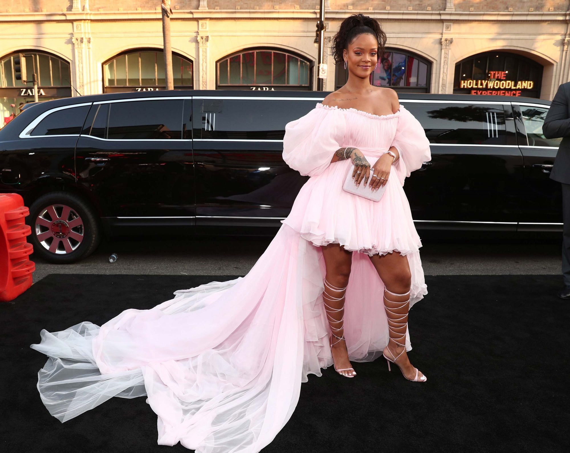 Rihanna White Off the Shoulder Dress