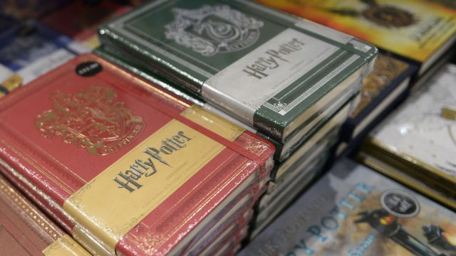 Special edition 20th anniversary edition Harry Potter books are displayed for sale in a book store in Edinburgh, Scotland