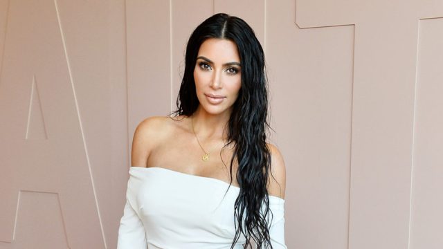 Kim Kardashian wet hair white dress