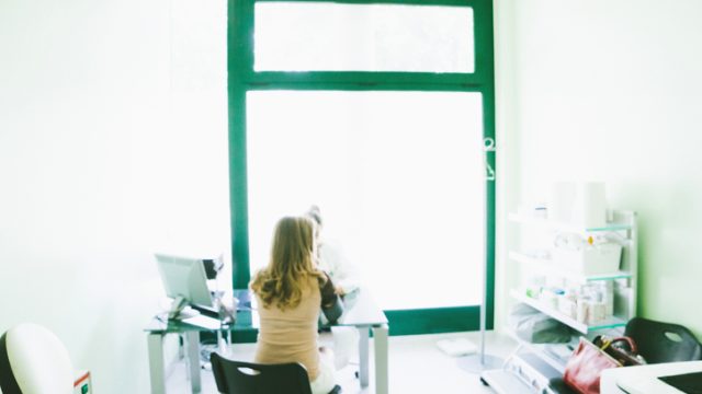 Woman in doctor's office