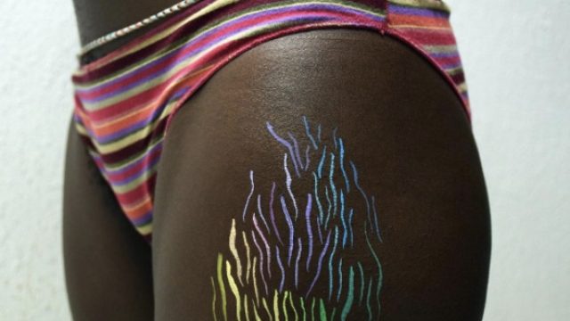 Rainbow stretch marks by artist Zinteta