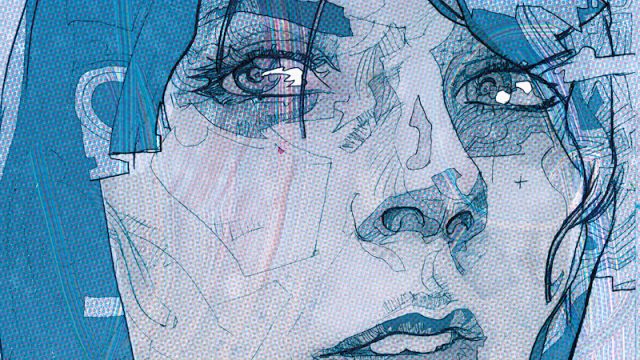 Blue woman illustrated