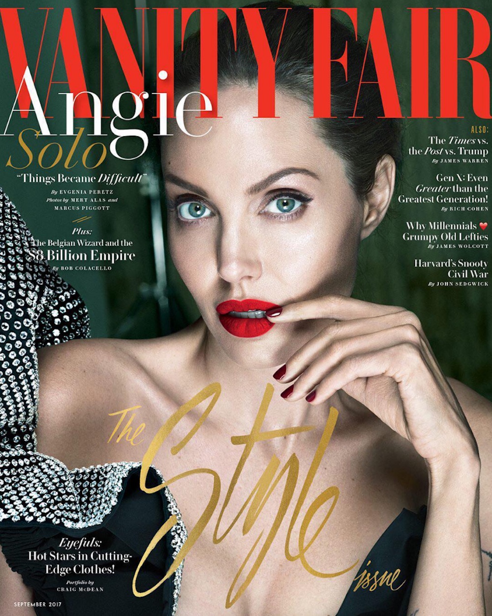 Angelina Jolie out of the shadows, onto the cover of Vanity Fair