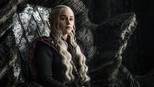 Emilia Clarke as Daenerys Targaryen on Game of Thrones.