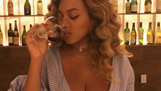 Beyoncé drinking wine