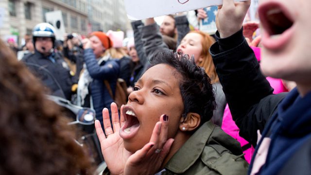 Woman protesting