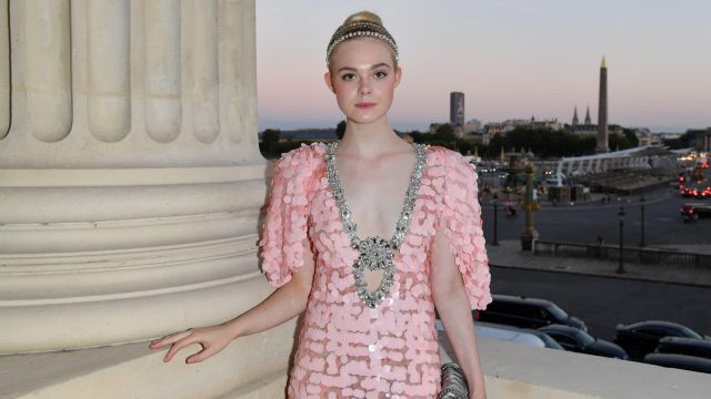 Elle Fanning attends Miu Miu Cruise Collection show as part of Haute Couture Paris Fashion Week on July 2, 2017 in Paris, France. (Photo by Dominique Charriau/Getty Images for Miu Miu)
