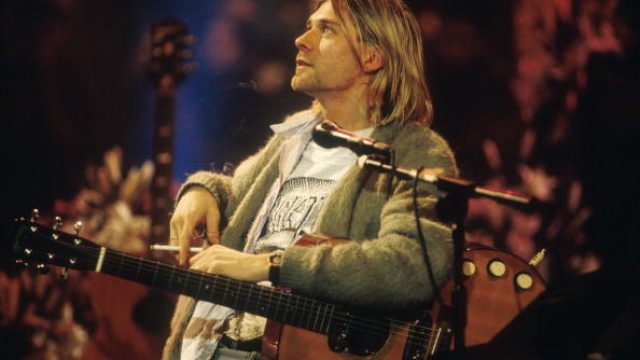 Kurt Cobain of Nirvana during the taping of MTV Unplugged at Sony Studios in New York City, 11/18/93. Photo by Frank Micelotta. *** Special Rates Apply *** Call for Rates ***