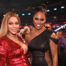 Recording artist Beyonc√© (L) and actor Laverne Cox during The 59th GRAMMY Awards
