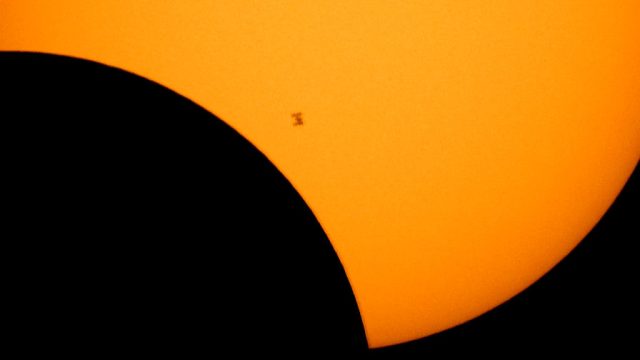 ISS crosses Solar Eclipse