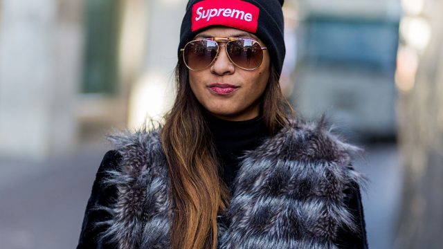 MILAN, ITALY - JANUARY 16: Shirley Anne Bautista wearing a Supreme beanie, fur vest, sunglasses at Wood during Milan Men's Fashion Week Fall/Winter 2017/18 on January 16, 2017 in Milan, Italy. (Photo by Christian Vierig/Getty Images)